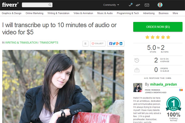 transcribe with fiverr