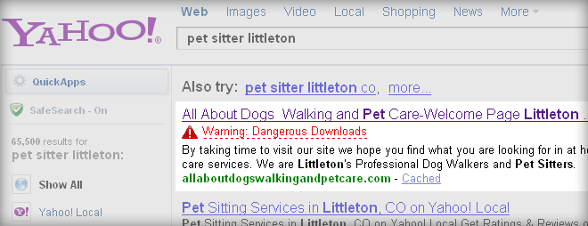 yahoo warning for pet sitters