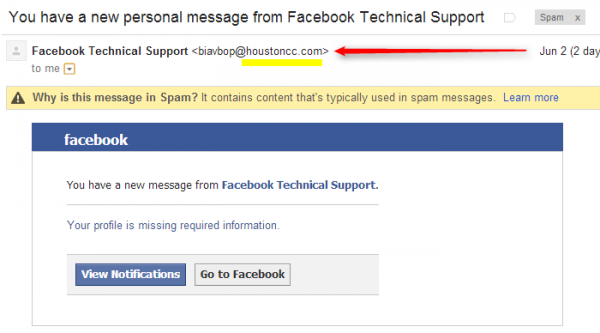 spoof facebook email