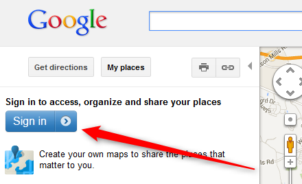 sign into Google to create map