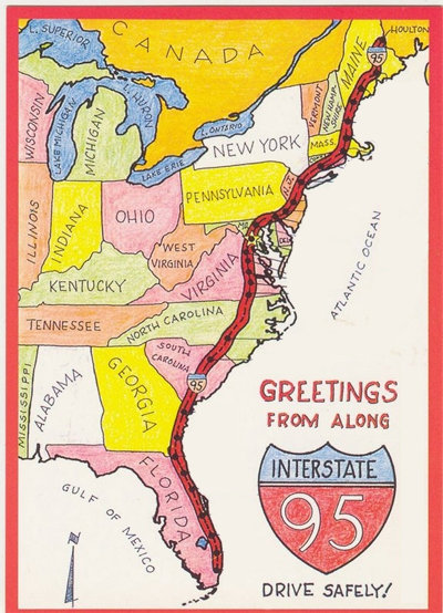 I-95 travel route